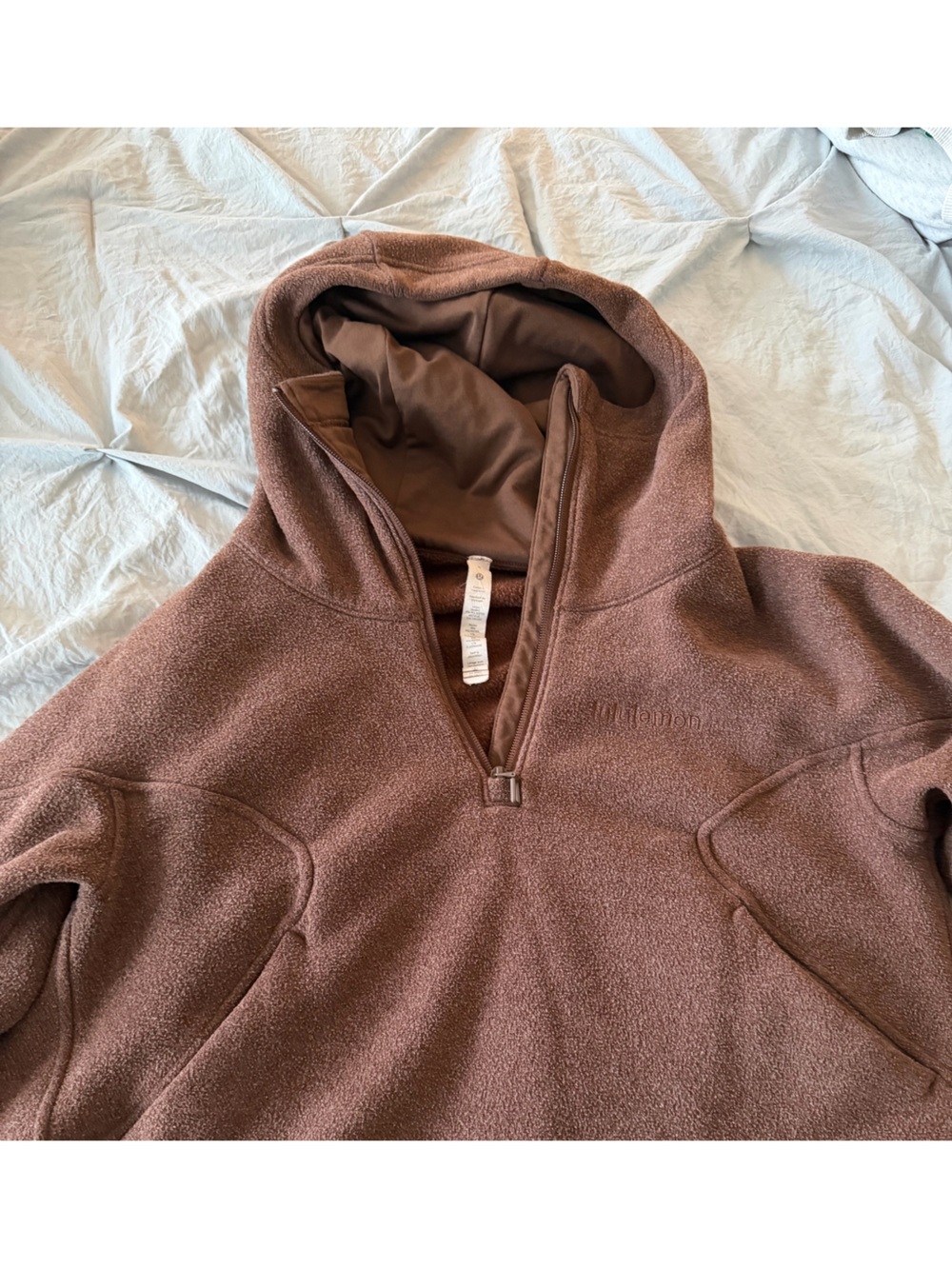 Lululemon Cozy Brown Quarter-Zip Fleece Hoodie